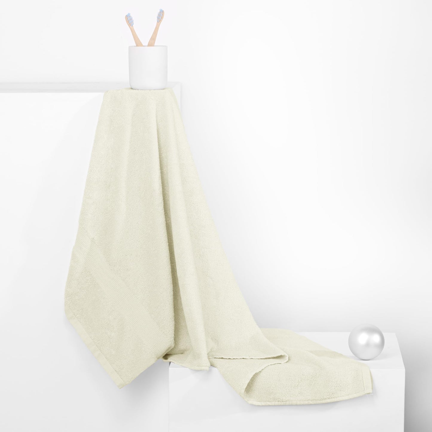 DecoKing Hand Towel 50 x 100 cm Cotton Quality 525 g/m² Ecru Ivory Absorbent Marina