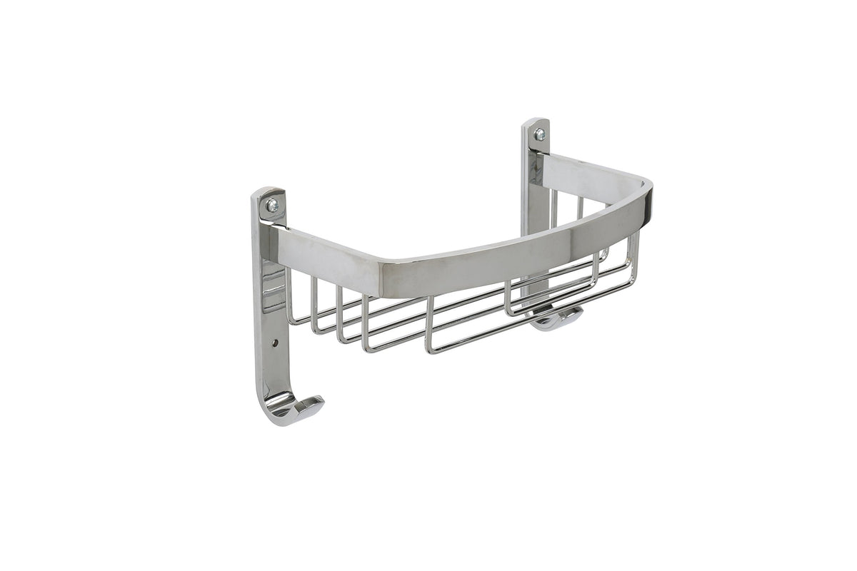 Croydex Aluminium Large Basket - Bathroom Storage Solution with Screw to Wall Fixings, Rust-Free Chrome Shower Caddy, Wall Plugs and Screws Included,
