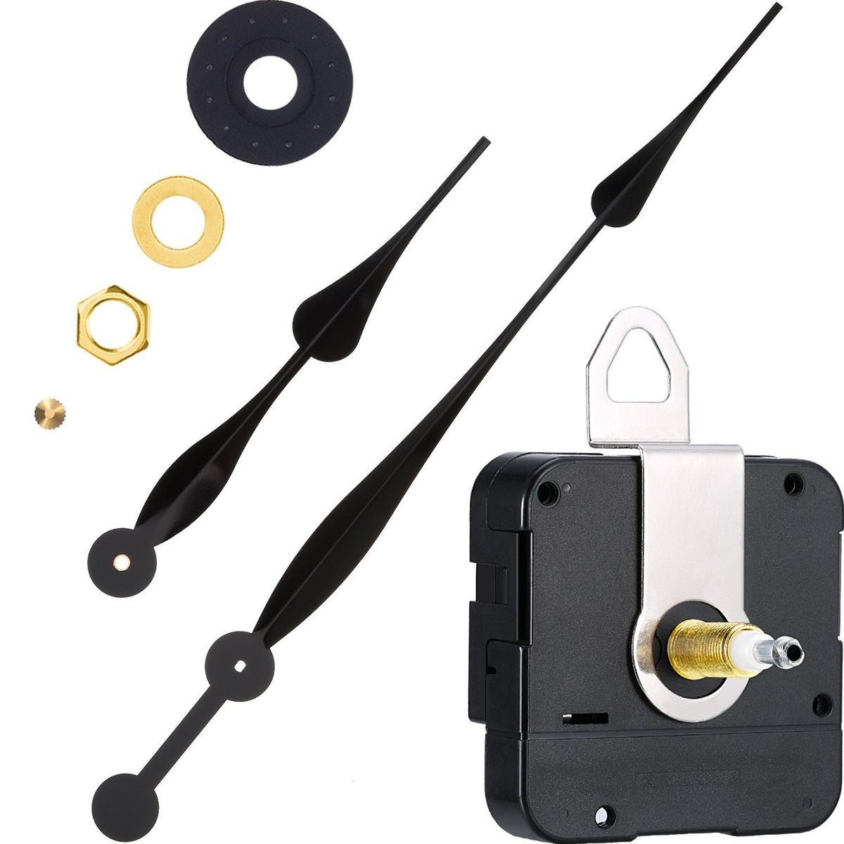 Hicarer High Torque Quartz Clock Movement Replacement Mechanism with 12 Inch Long Spade Hands Black, 23 mm Shaft Length