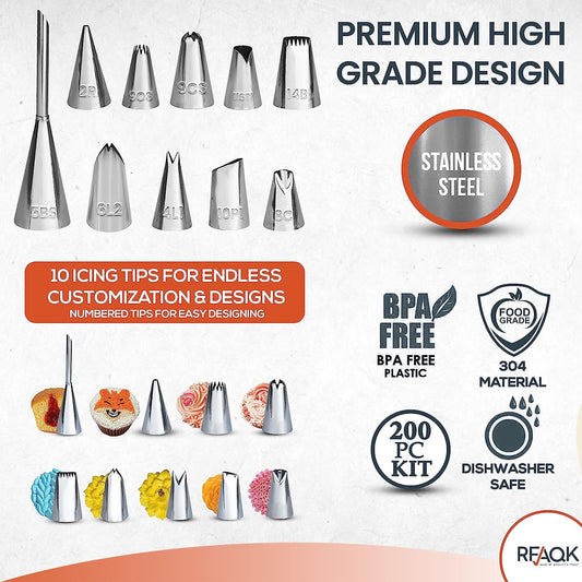RFAQK 50PCs Cake Turntable Set - 12" Aluminium Alloy Cake Decorating Turntable- Professional Cake Decorating Kit with Straight & Offset Icing