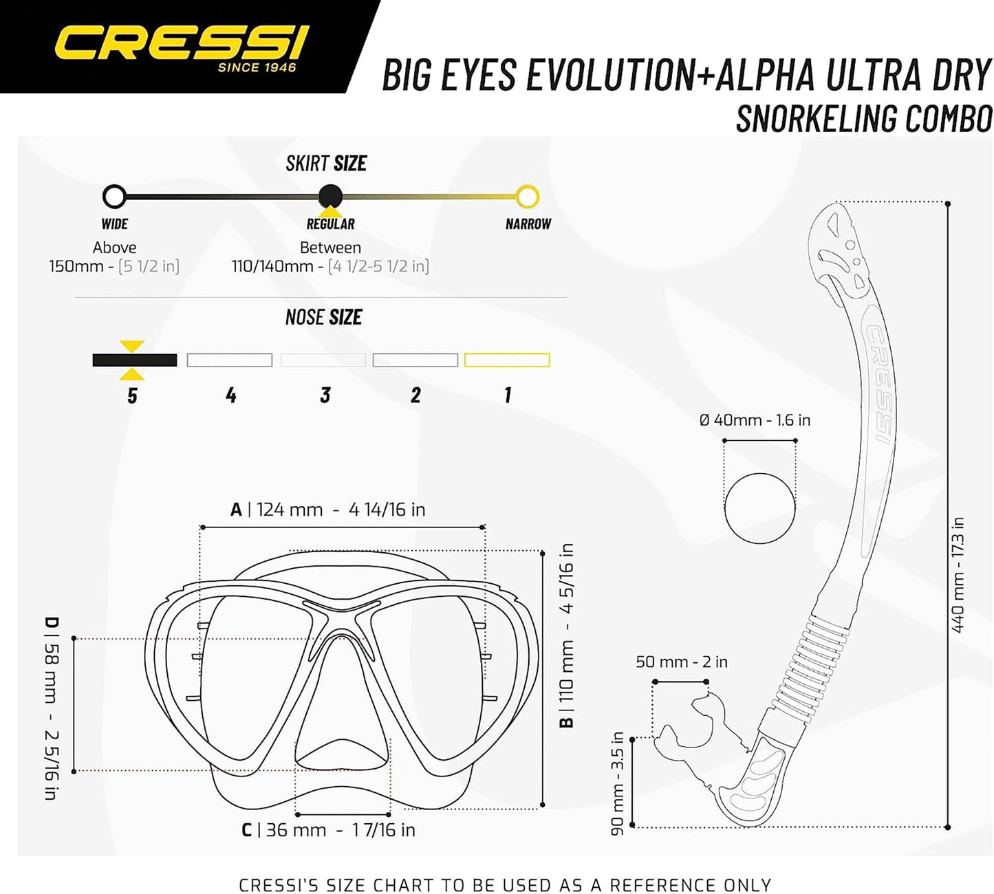 Cressi Unisex's C/Set Big Eyes Evolution+Alpha/UD Snorkeling/Diving Combo, Black/Blue, One Size