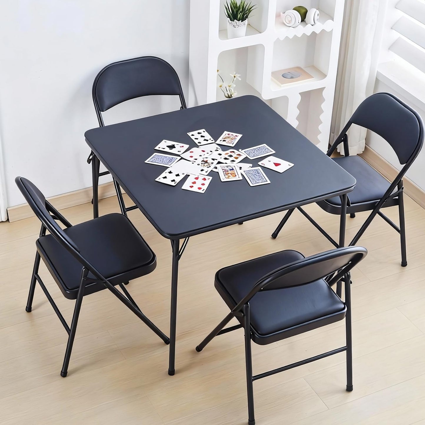 TAO ONE Square Folding Table 32x32 Small Card Table Foldable - Black