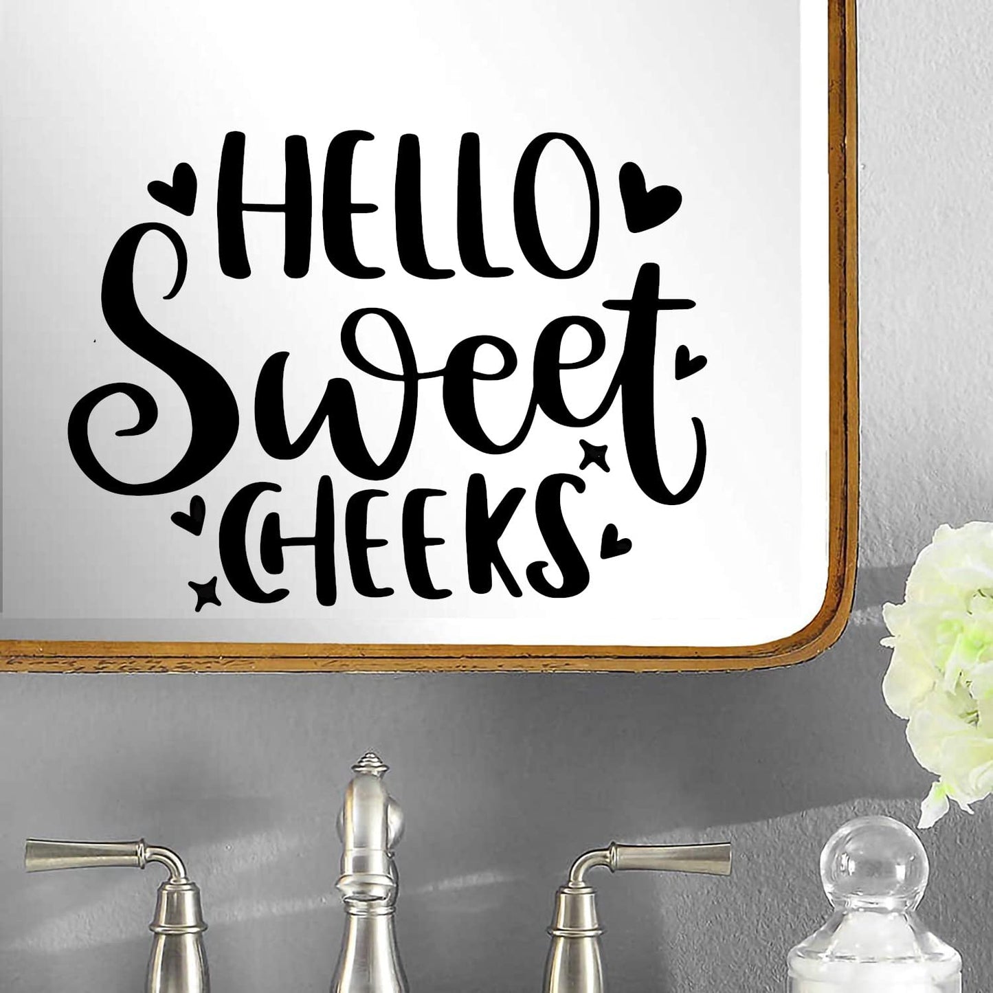 Hello Sweet Cheeks Bathroom Accessory, Cute Stickers - Funny Toilet Sticker, Bathroom Sign, Toilet Lid Decal, Bathroom Wall Art