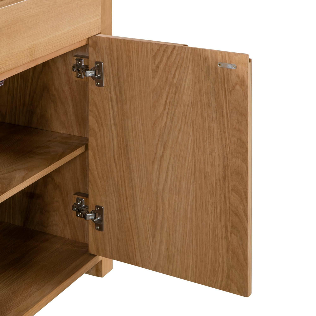 Julian Bowen Curve Sideboard, 3 Drawer, Oak Effect - H85 x W130 x D40cm