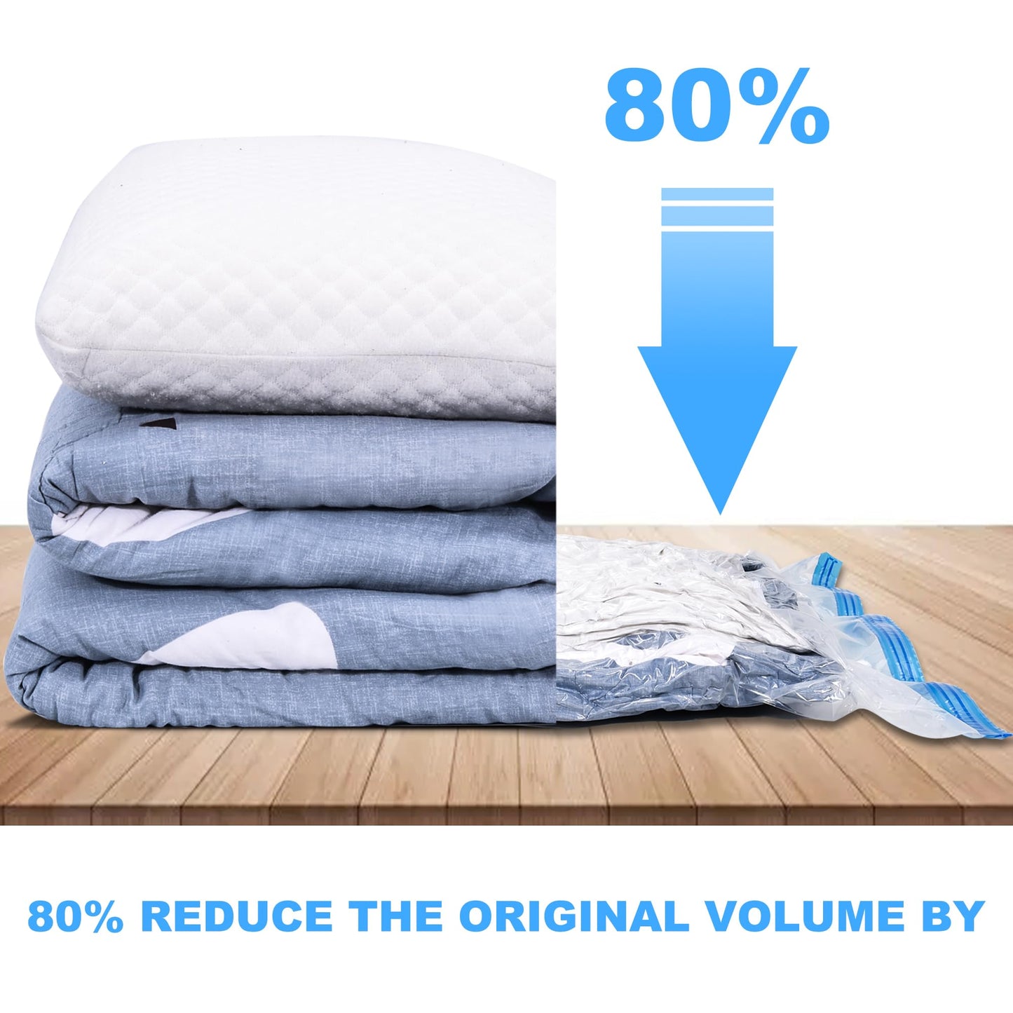 ZWMYF Small Vacuum Storage Bags. Space Saver Bags for Travel and Home Reusable Vacuum Storage Bags Save 80% More Storage Space Work with Vacuum