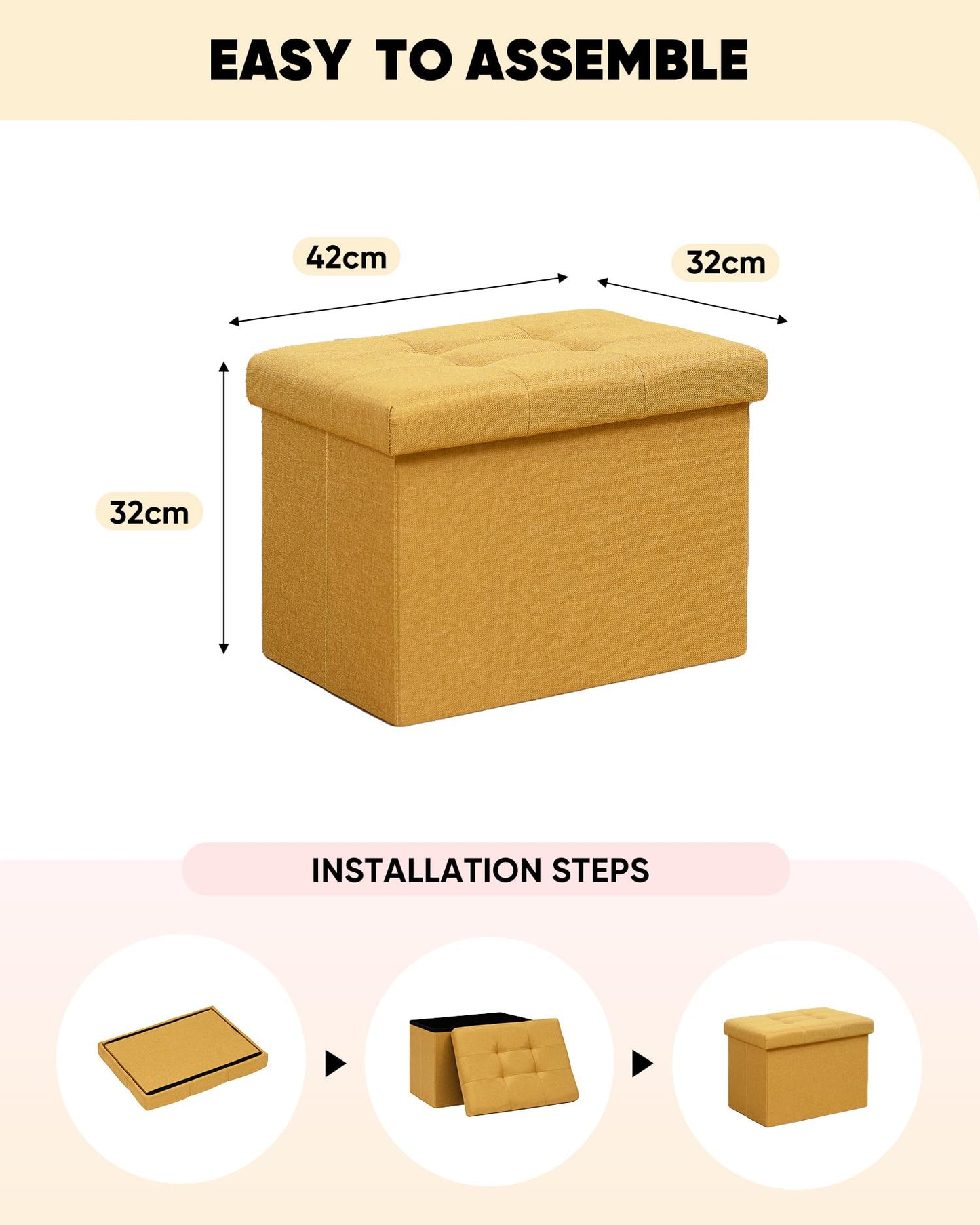 Bonlife Storage Ottoman, Folding Small Foot Rest,Toy Chest Storage Footrest Seat, Footstool for Living Room, Bedroom, Dorm