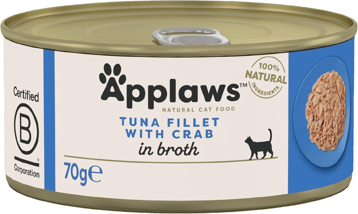 100% Natural Wet Cat Food, Tuna with Crab, 70g (Pack of 24)