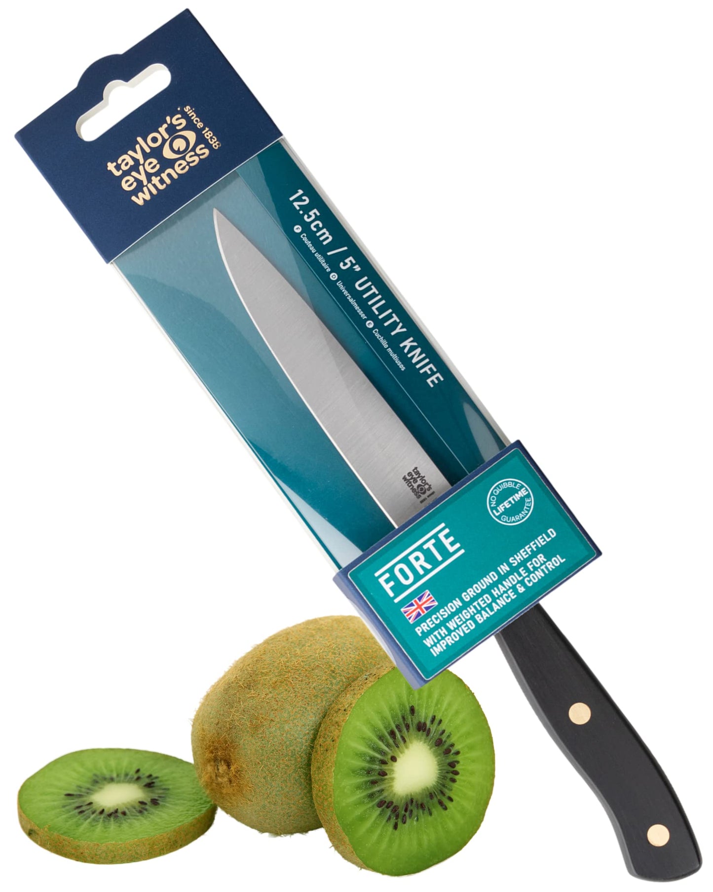 Taylors Eye Witness Forte Range 12.5cm Utility Knife, Made in England High Carbon Stainless Steel Razor Sharp, Full Tang Blade. Ergonomically Designed