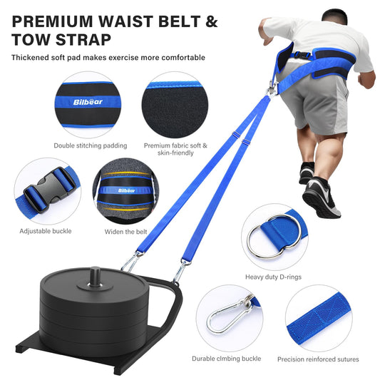 Bilbear Sled Pulling Belt,Adjustable Sled Training Waist Belt,Belt for Pulling,Weight Sled Pull Belt for Tire Pulling,Squat,Leg Muscles Strength