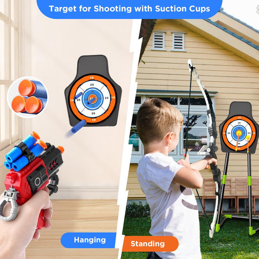 VATOS 2 Pack Archery Set for 5-11 Year Old Boys & Girls, Light Up Bow & Arrow Toy with Cup Suction Target & 29 IN Dart Board, Indoor/Outdoor Activity