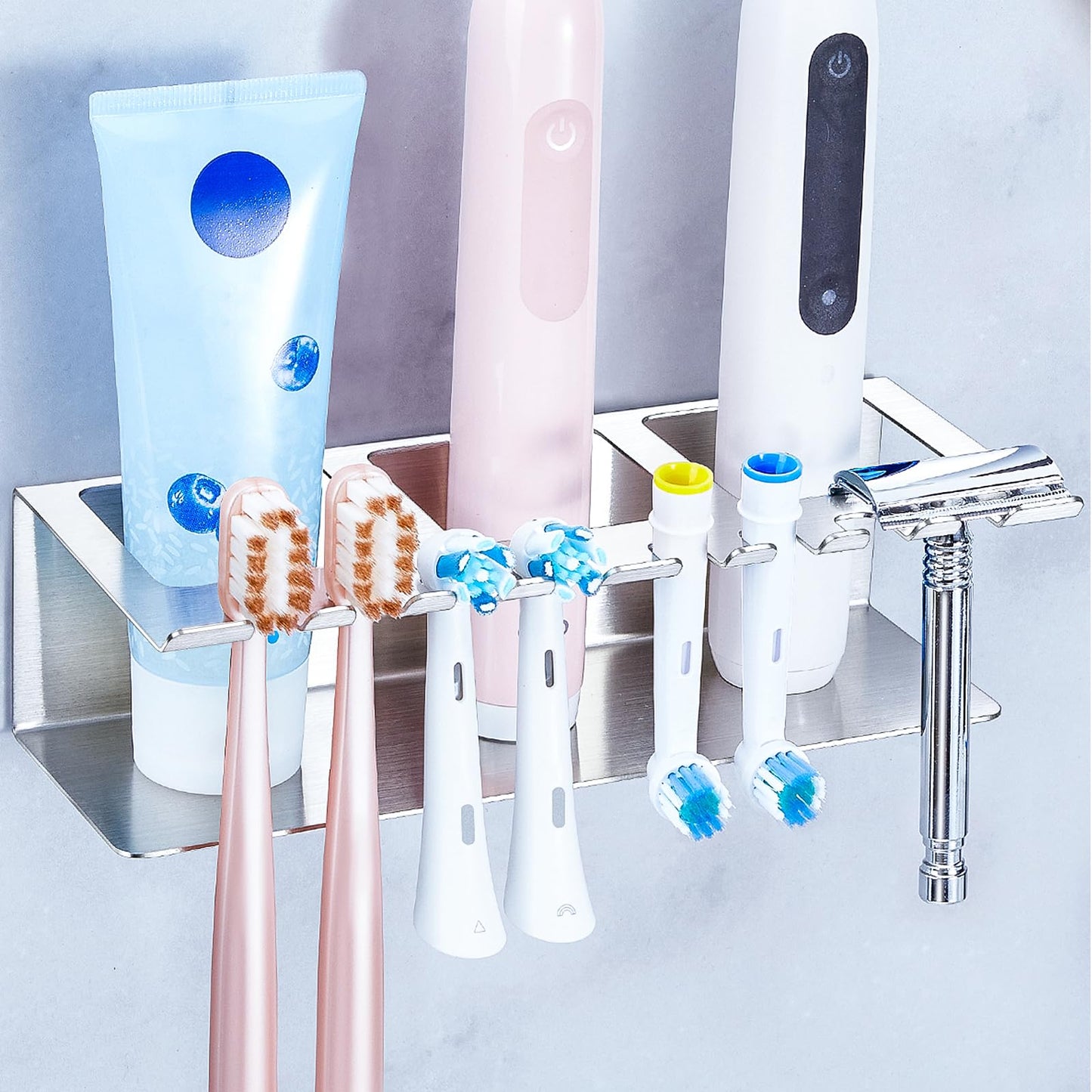 YAYINLI Electric Toothbrush Head Holder Wall Mounted, Bathroom Toothpaste Holder, Self Adhesive Toothbrush Holder Non Screw, Stainless Steel Tooth