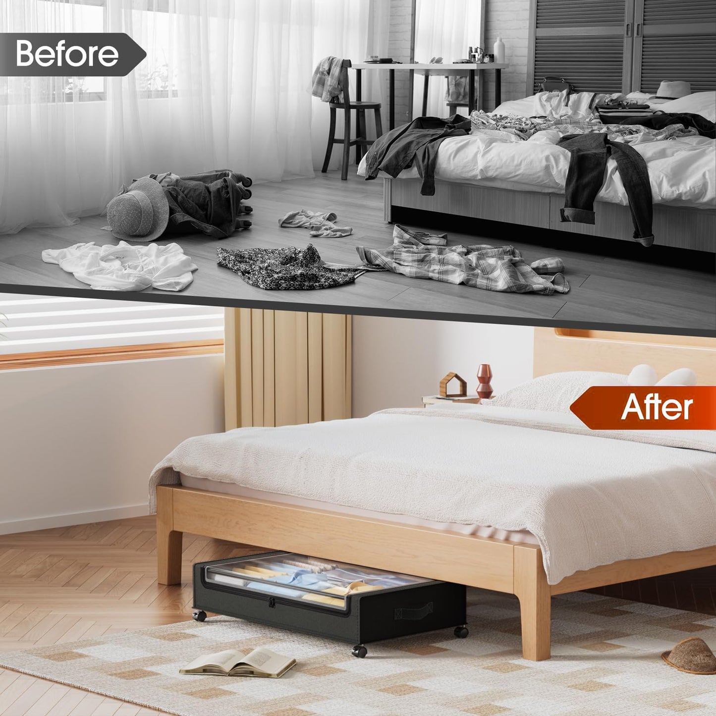 Memypers Under Bed Storage, With Wheels, Clothes Storage Box, Clothes Storage, Foldable, Easy Installation, Large Capacity, Change of, Comforter