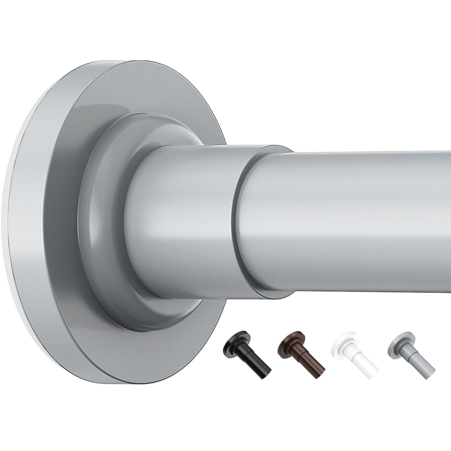 Yeabett Curtain Poles, 48-226cm Extendable Net Curtain Rod, Telescopic Curtain Pole for Bathroom or Windows, No Drilling, No Slip, No Rust, Grey