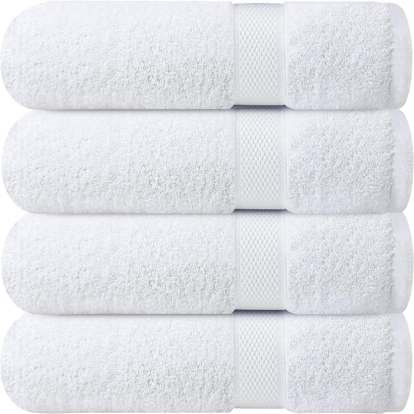 Infinitee Xclusives White Bath Towels Set of 4 70x140 cm - 100% Cotton, Super Absorbent, Quick-Dry Towels for Bathroom, Spa, Gym & Hotel