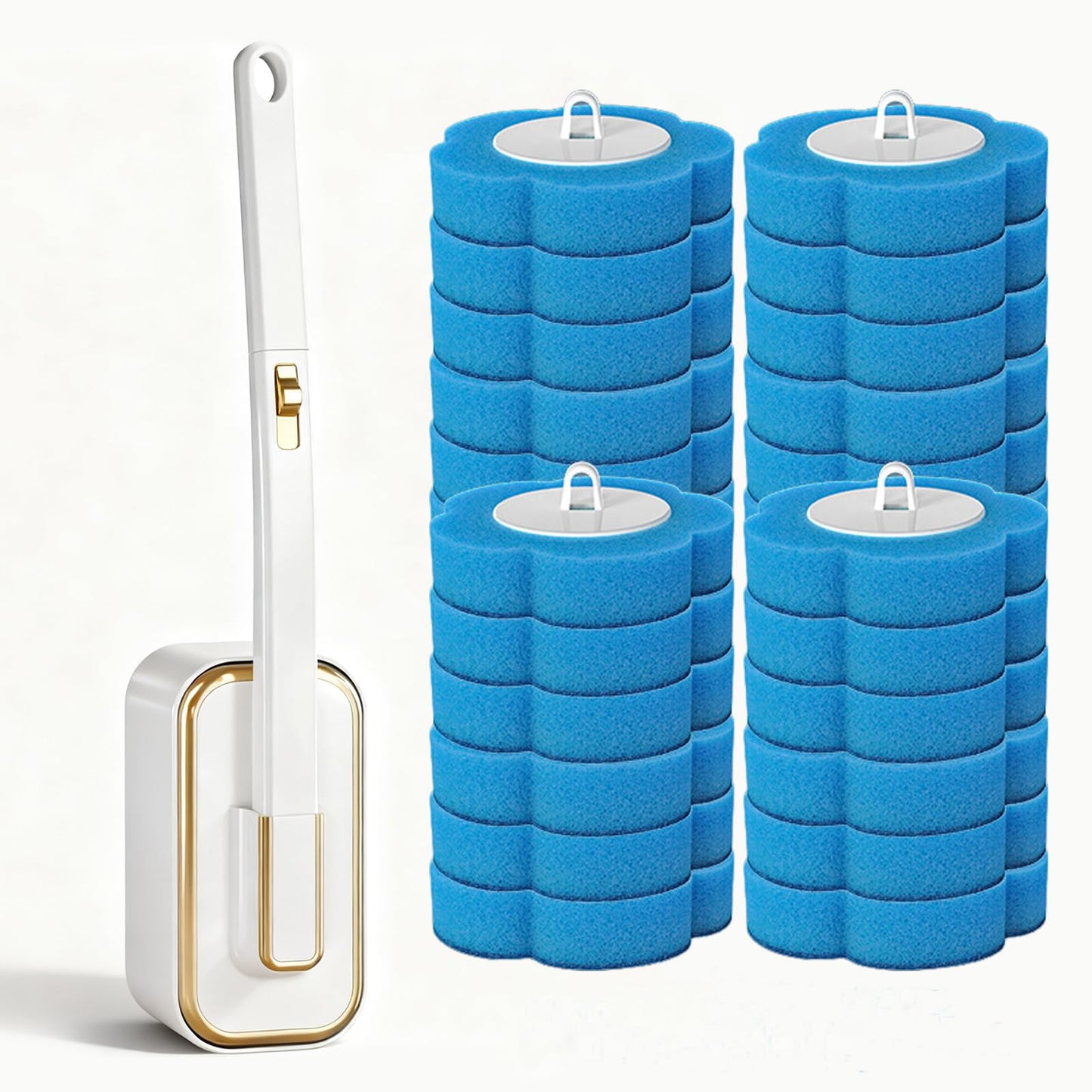 Disposable Toilet Brush Set, 48 Cleaner Refills, Bowl Toilet Brush with Wall Mounted Holder, 360 Degree Cleaning Toilet Cleaning, Suitable for