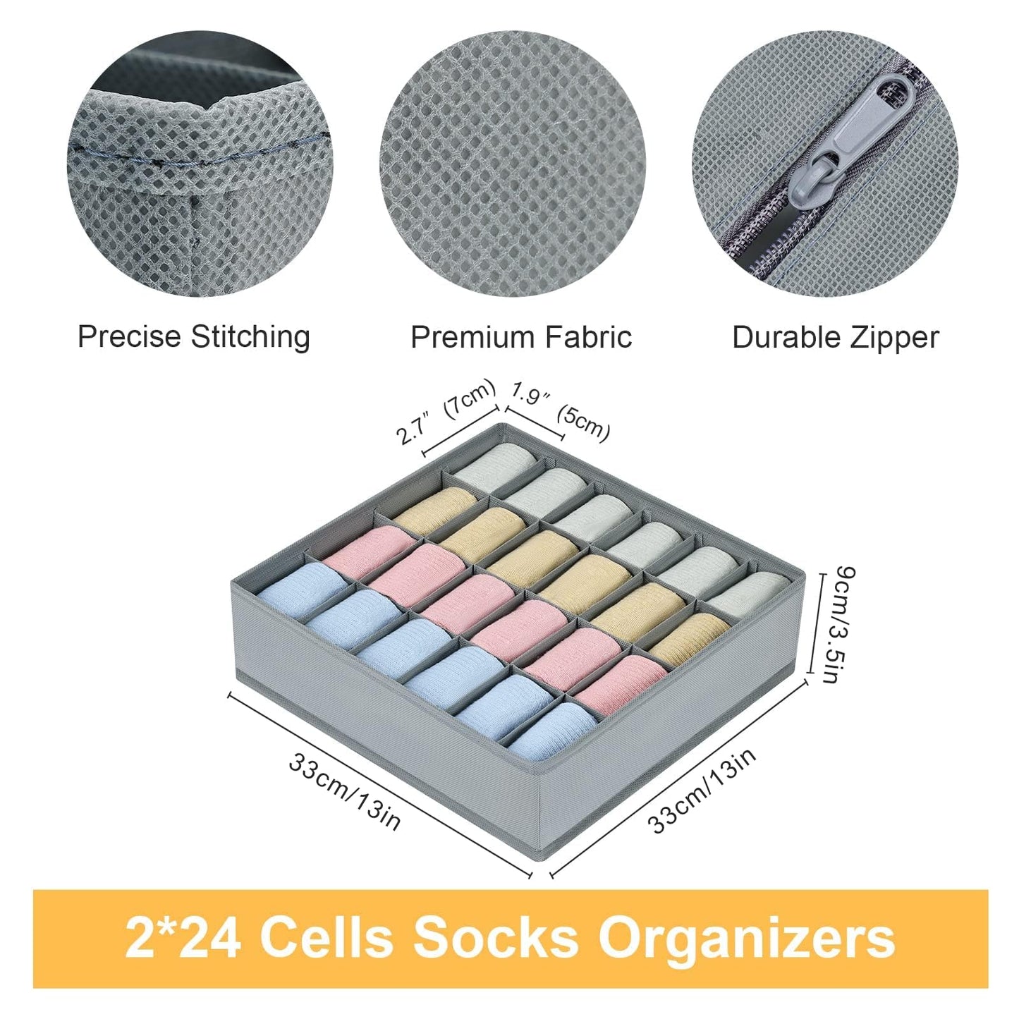 Joyoldelf Drawer Organisers Dividers 2 Packs Wardrobe Organiser, 24 Cell Collapsible Closet Cabinet Organizer Underwear Storage Boxes for Storing
