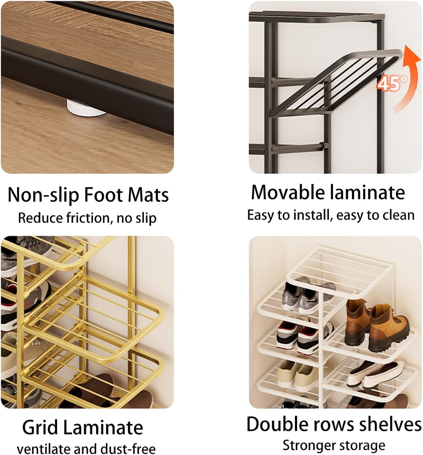 YOUSIS Multi Tier Shoe Rack,Shoe Racks Storage,Narrow Shoe Rack,Simple Installation Vertical Shape Shoe Racks,2 Rows Multi layer Show Rack for