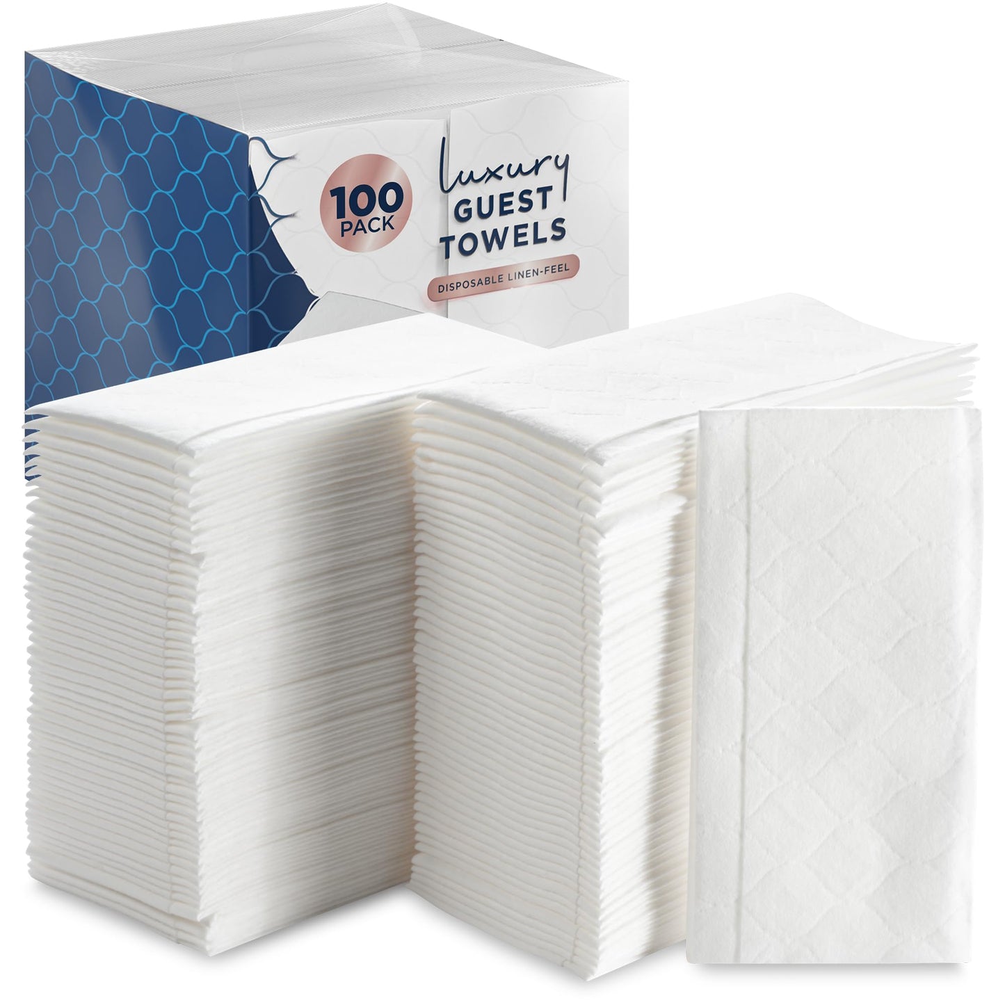 Luxury Linen Feel Disposable Guest Hand Towels in Bulk, Soft & Absorbent Cloth Like Paper Napkin for Bathroom, Kitchen, Weddings, Parties, Dinners or