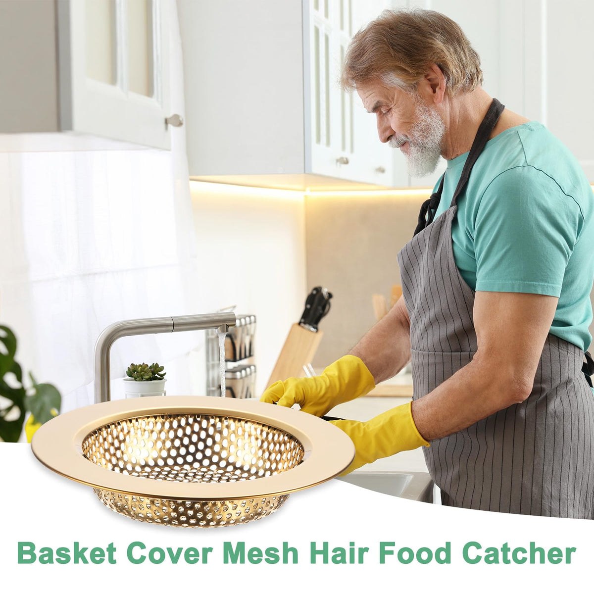 M METERXITY 2-Pack Sink Strainer, 4.4 Inch Stainless Steel Sink Drain Strainer, Basket Cover Mesh Hair Food Catcher