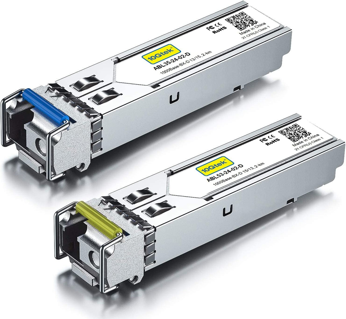 10Gtek a Pair of 1.25G SFP Bidi Transceiver 1000Base-BIDI, 1550nm/1310nm SMF, up to 2~3 km, for Cisco, Ubiquiti UniFi, Mikrotik, D-Link, Netgear and