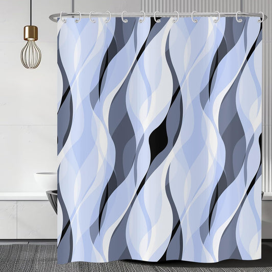 Hnmdmyi Light Blue Shower Curtain 120x180, Modern Abstract Blue and Grey Striped Bathroom Curtains with Hooks Waterproof Polyester Fabric Washable