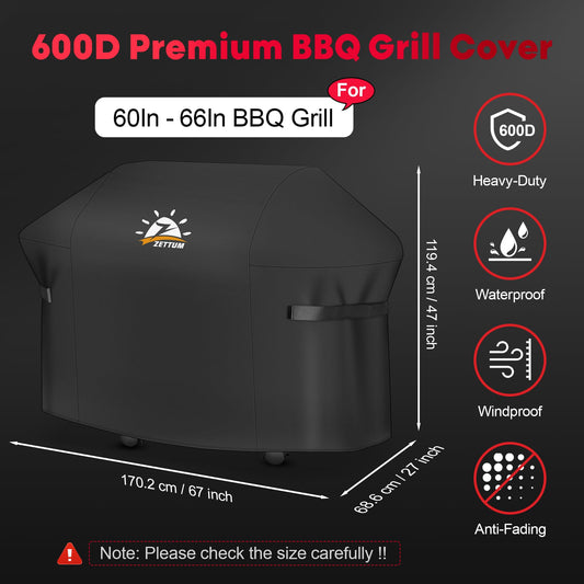 Zettum BBQ Cover 170 CM - 7108 Grill Barbecue Cover for Summit 400 Series Gas Grill Heavy Duty & Waterproof, PU Cover for Weber Summit 470, 420, 2022