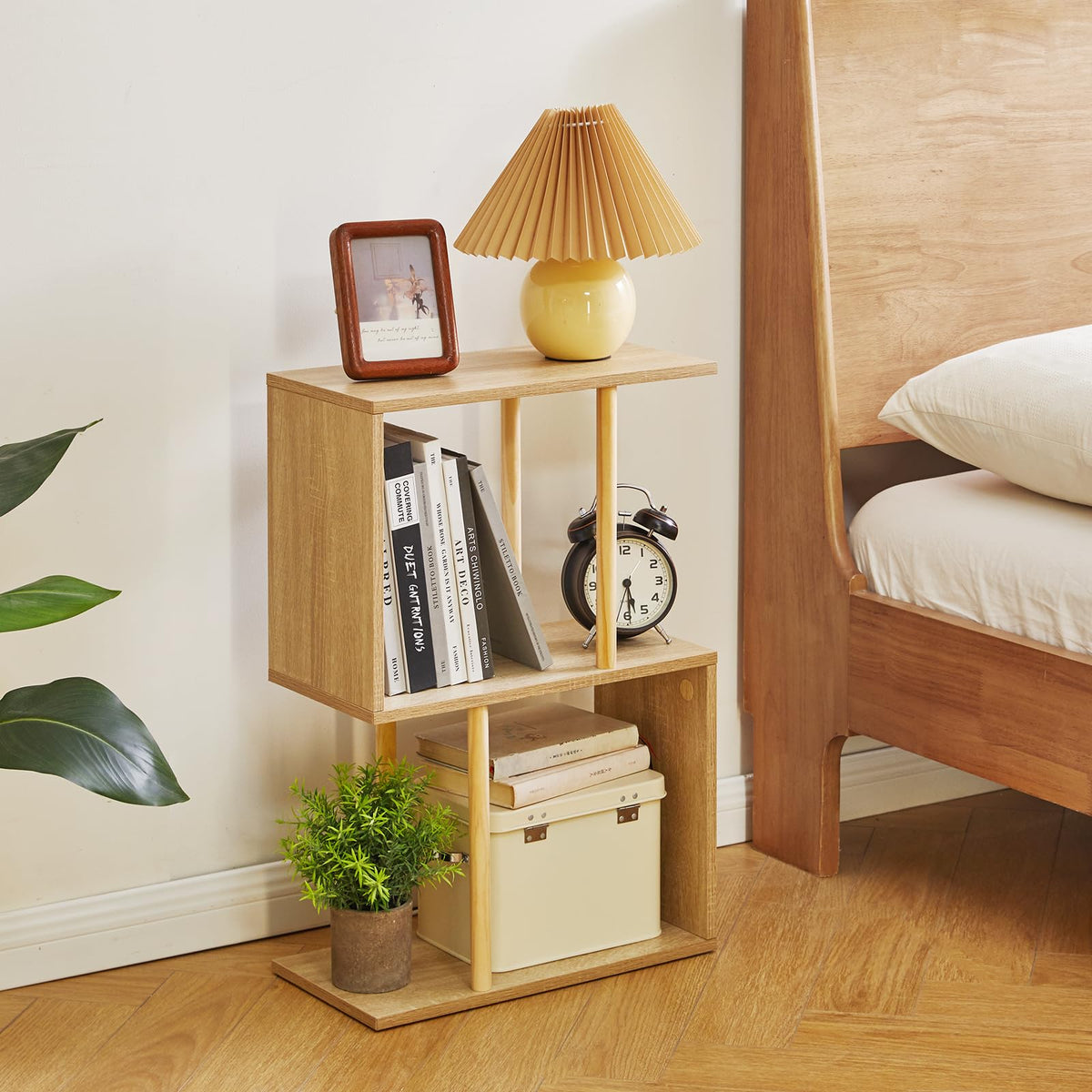Aibiju 3-Tiered S-Shaped Side Table for Small Spaces, Freestanding Side Table, Sofa End Table, Narrow End Table