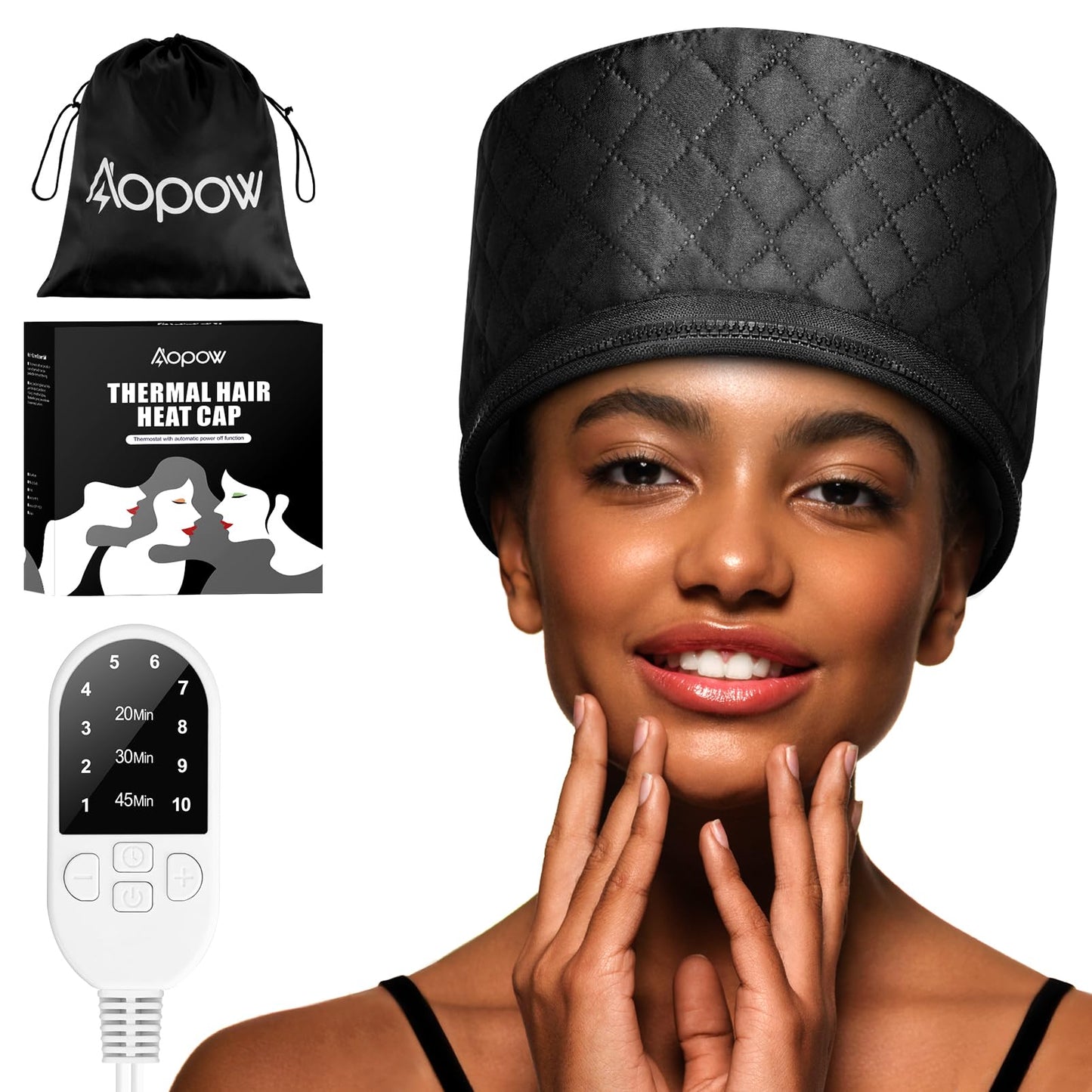Hair Cap Treatment Steamer for Deep Conditioning - Upgraded Thermal Hot Head Heat Hat Electric for Afro Hair Spa Care Home Use with 10 Level Heats Up