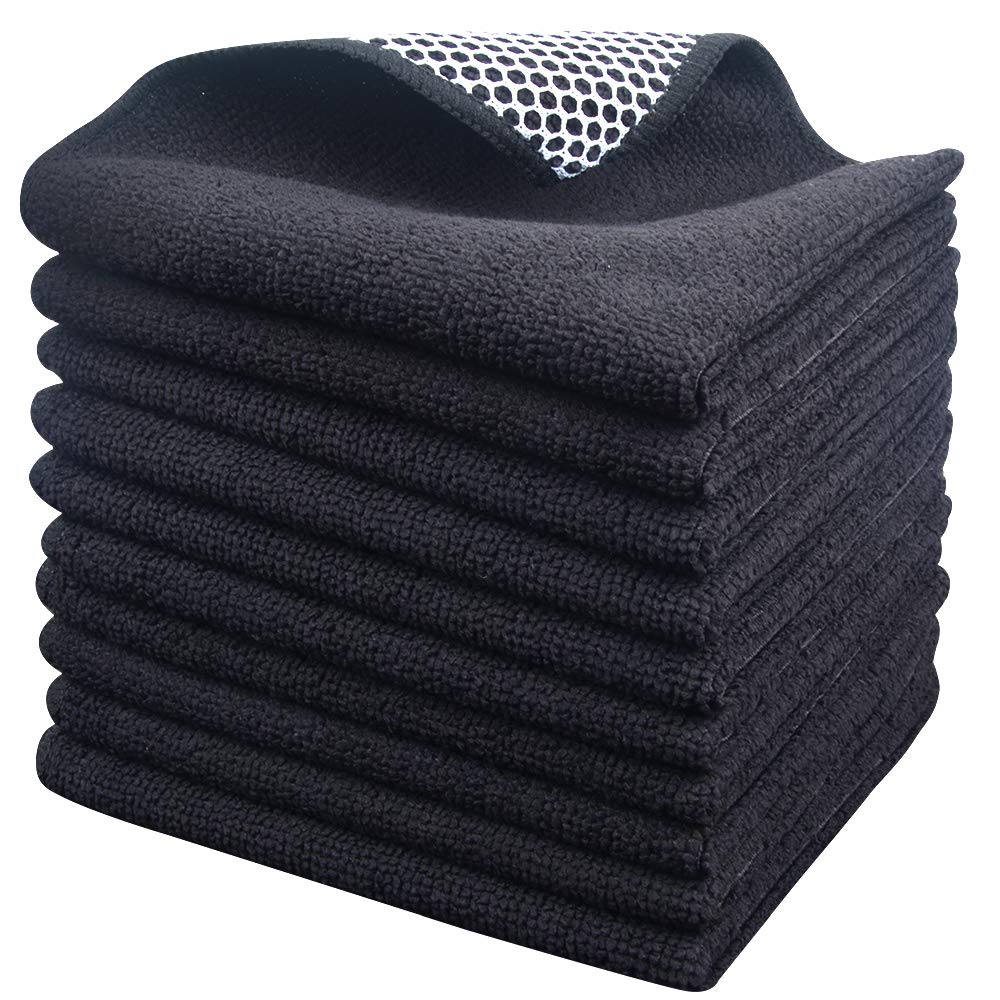 SINLAND Microfiber Dish Cloth for Washing Dishes Dish Washing Rags Best Kitchen Washcloth Cleaning Cloths Wash Cloths with Poly Scour Side