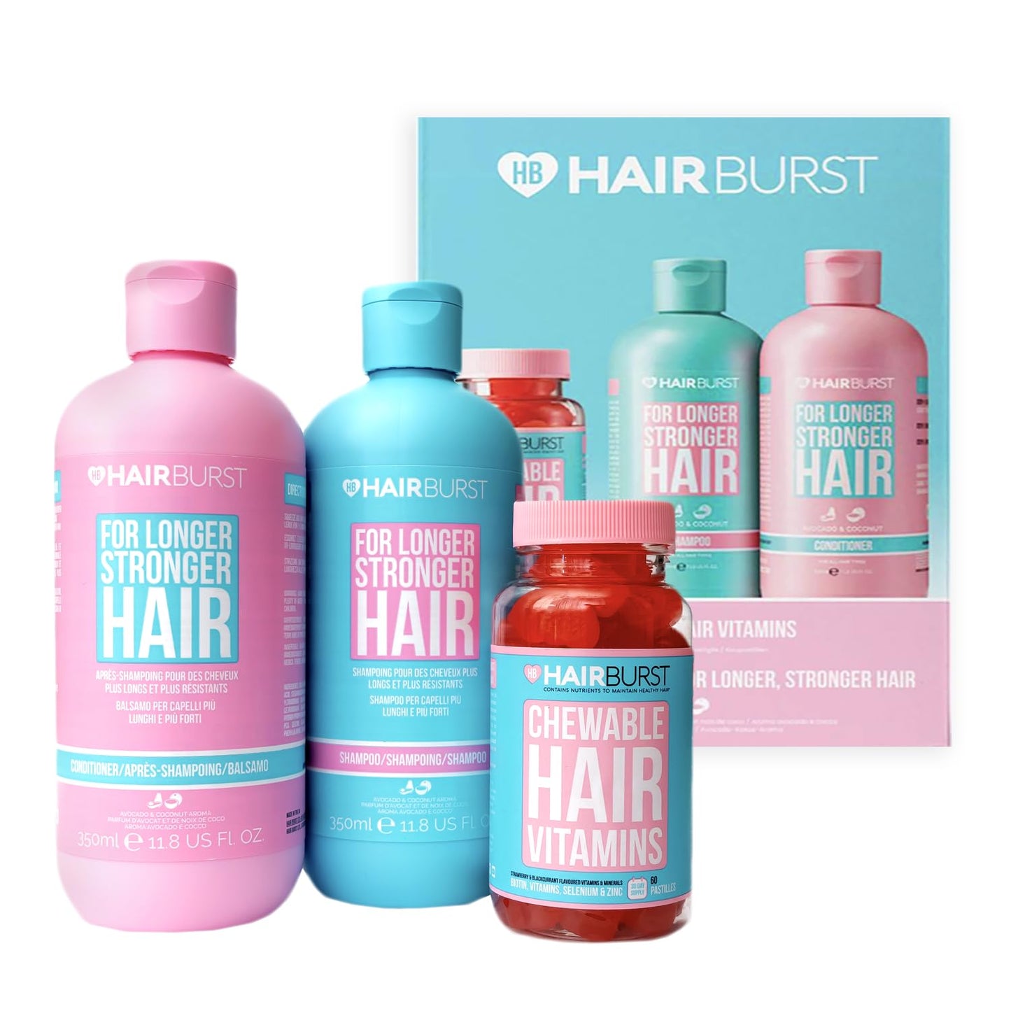 HAIR BURST Biotin Gummies and Shampoo & Conditioner Set for Hair Growth - Chewable Vitamins to Reduce Breakage and Promote Healthier Hair - Thickening