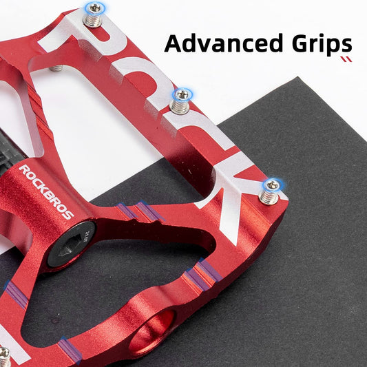 ROCKBROS Bicycle Pedals 9/16 "Aluminum Alloy MTB Pedals With Sealed Bearings Non-slip Pedals Red