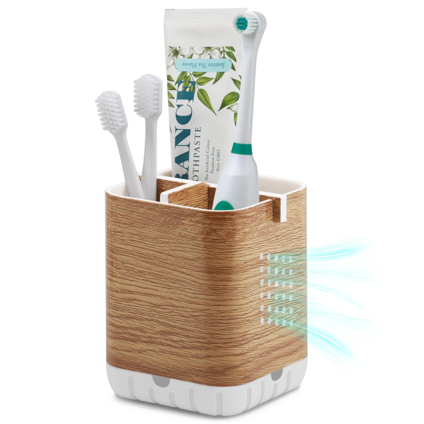 BYUNER Toothbrush Holder Toothbrush Caddy Toothbrush Holders for Bathroom Electric Toothbrush Holder 3 Slots Bathroom Organiser Countertop Storage
