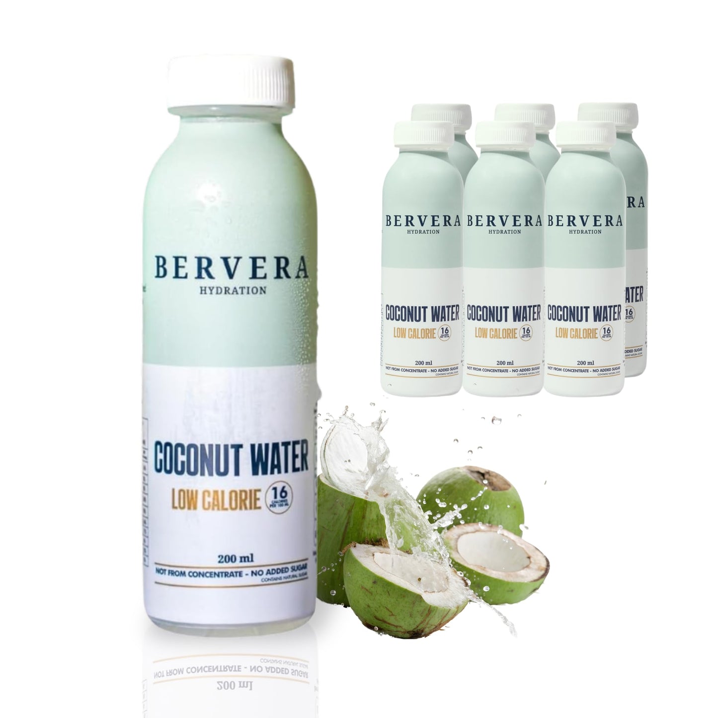 Bervera 100% Pure Coconut Water Multi-Pack (24 x 200ml), Packed with Electrolytes & Potassium | Naturally Hydrating | No added Sugar (24 Pack)
