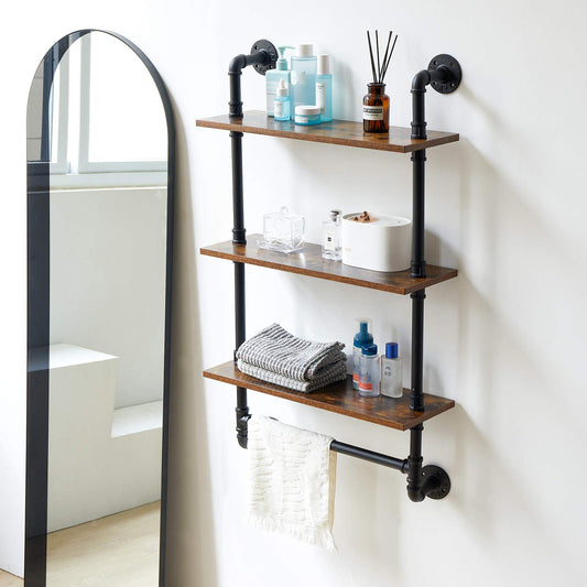 IBUYKE Pipe Floating Shelves, Wall Shelf Outdoor, 60x20x103cm, Decorative Shelving Unit for Wall, Plant Stand, Storage Organiser Shelf for Bedroom,