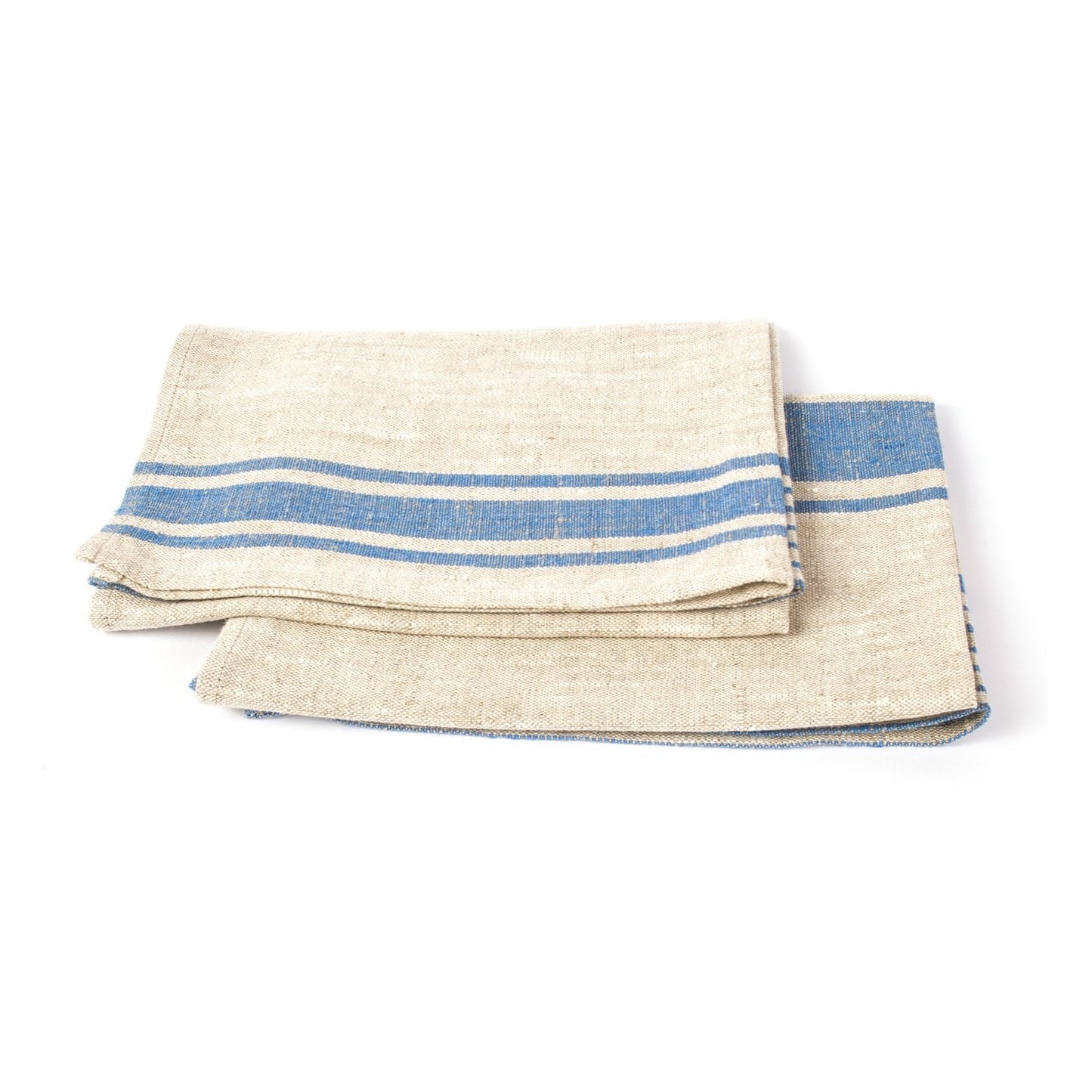 LinenMe Blue Striped Provence Linen Hand and Guest Towels, Set of 2, Natural