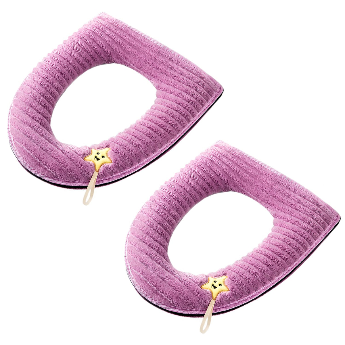 2 Pieces Thicker Bathroom Soft Toilet Seat Cover Pad with Handle Toilet Lid Cover Cushion Soft Thicker Washable Fits All Oval Toilet Seats (Purple)