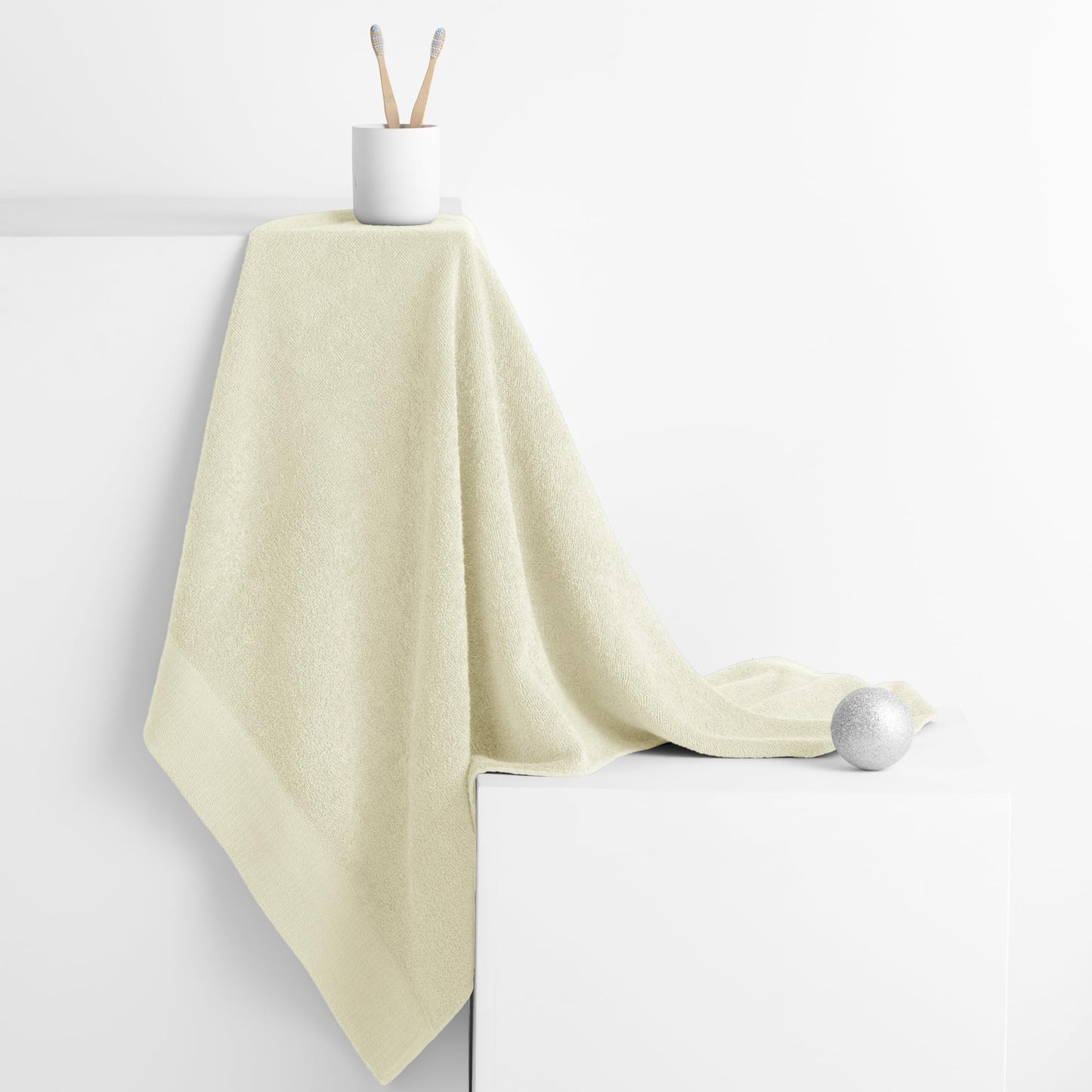 AmeliaHome 50x100 cm Towel 100% Cotton Absorbent Ecru Cream Amari