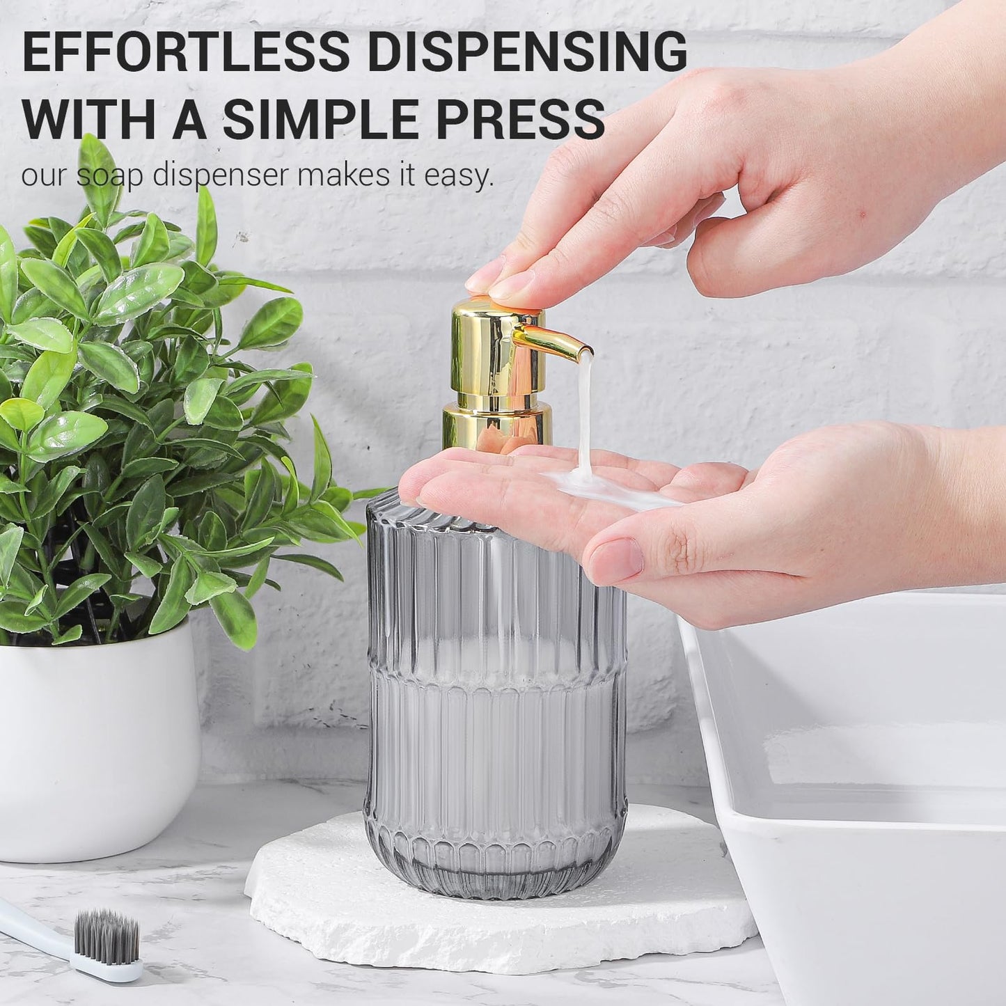 Segus Dish Soap Dispenser, 2 Pieces 450ml Washing Up Liquid Bottle, Dispenser Bottle with Pump, Refillable and Leakproof, Kitchen Accessorie