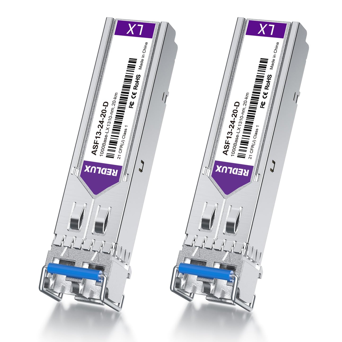 REDLUX 1G SFP LX Singlemode Gbic Module, 1310nm SMF, Dual LC Connector, up to 20KM, Compatible for Cisco, Meraki, Ubiquiti UniFi, Mikrotik, Fortinet,