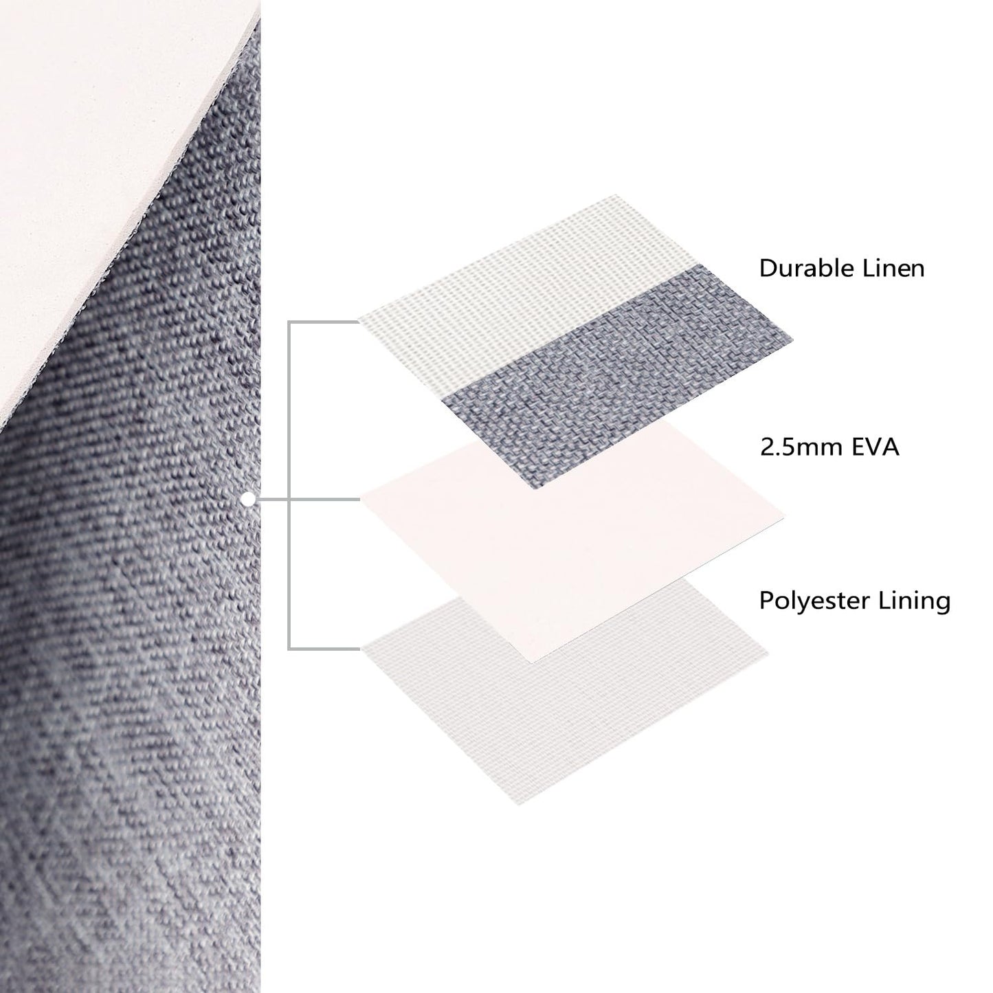 Mangata Woven Fabric Storage Boxes Set of 3, Canvas Storage Organizer for Clothes, Toys, Shelves, Cold Grey&White (Medium, 3Pack)