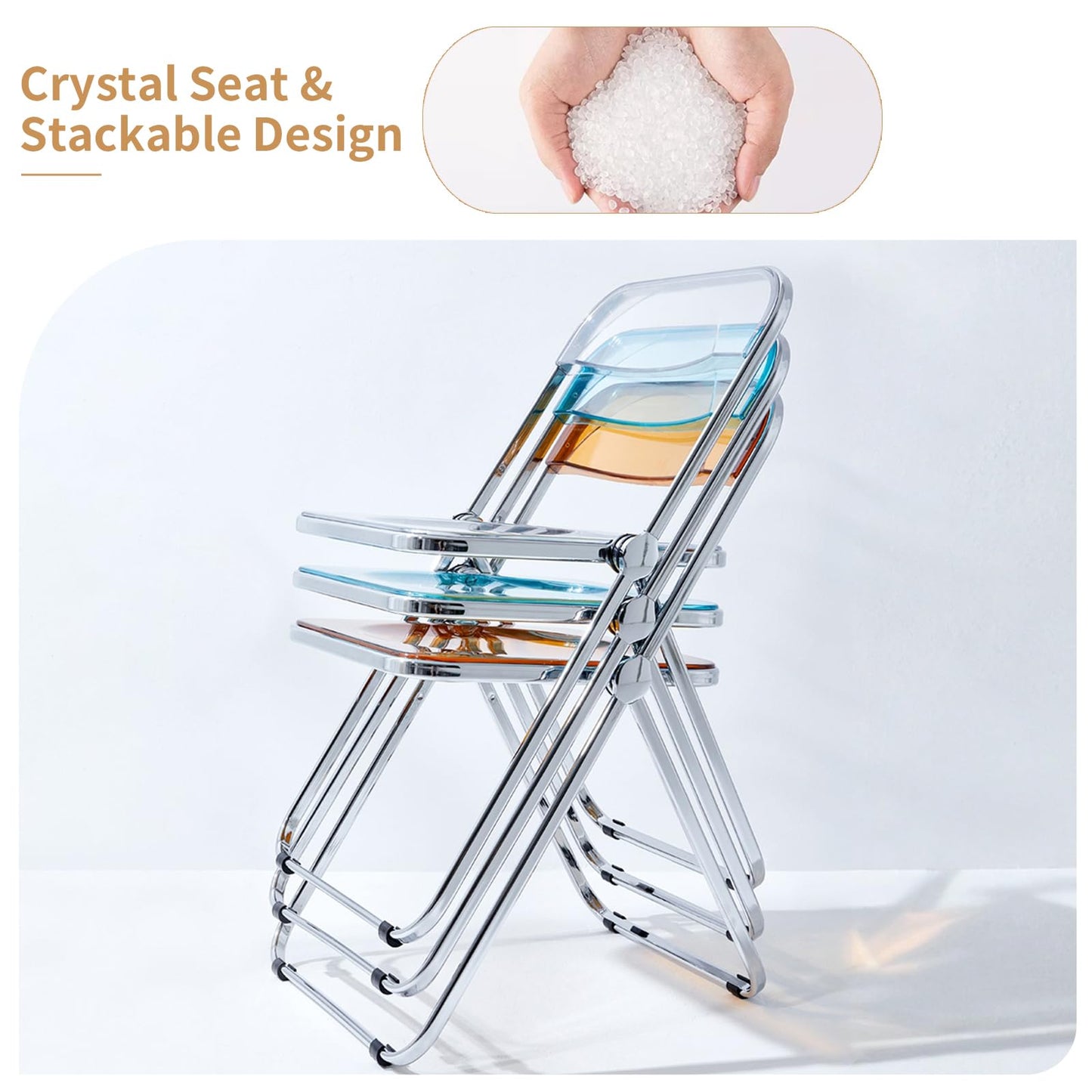 TAO ONE Acrylic Folding Chair Clear Morden Chrome Chair-Yellow