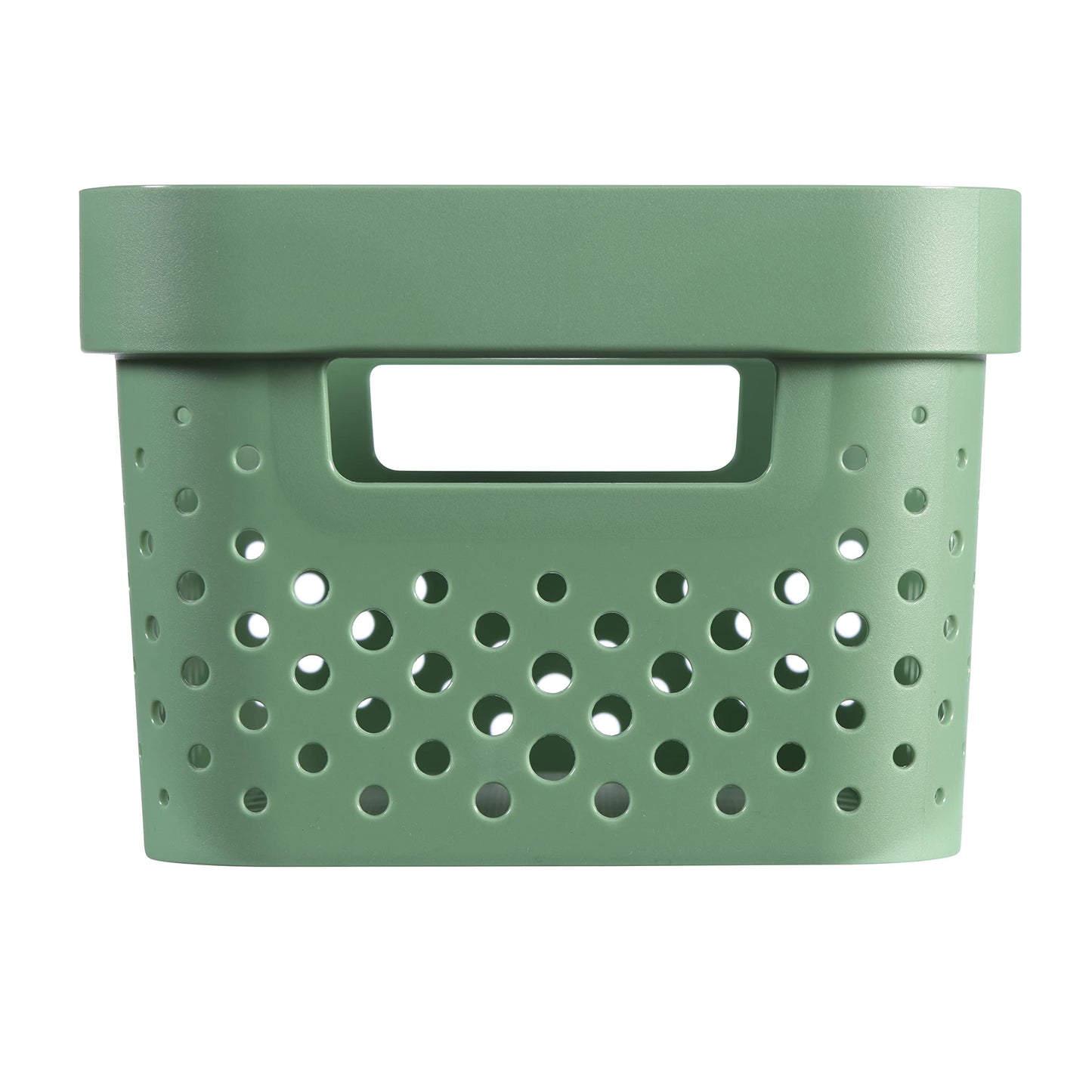 CURVER Infinity Dots Set of 4 Rectangular Storage Boxes, 100% Recycled Resin, Nestable & Multifunctional, 4.5 Litres, Green
