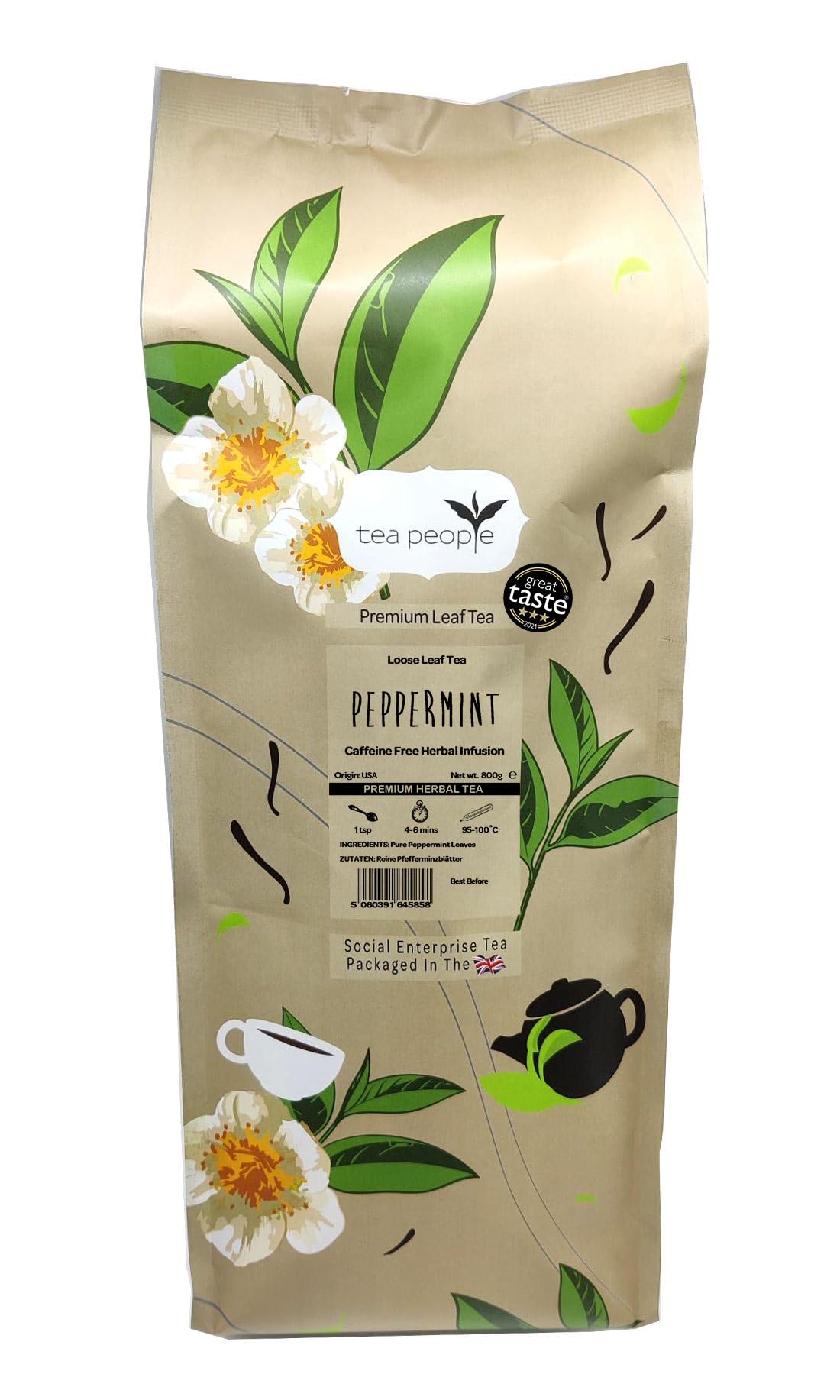 Tea People Peppermint Tea, 1kg Loose Tea in Large Catering Pack
