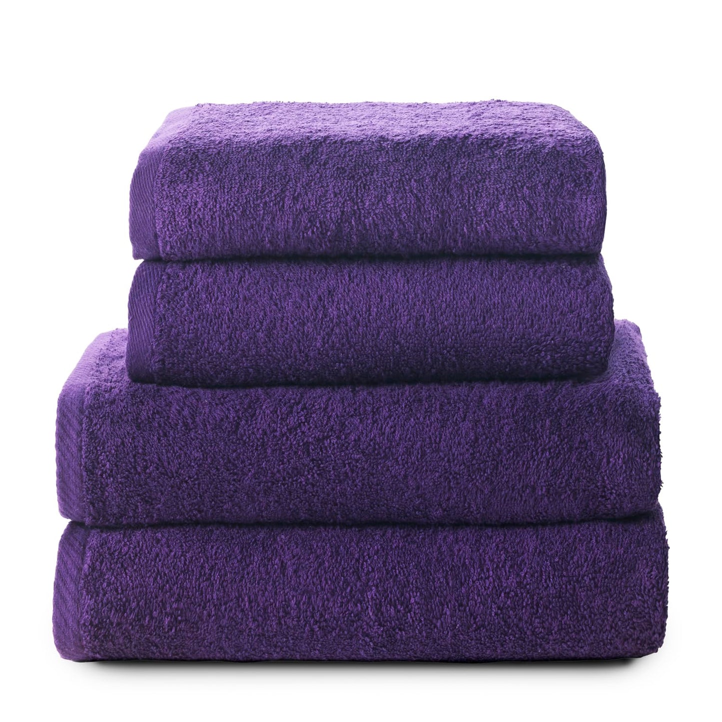 Top Towel - Combo - Large Bath Towels - Bathroom Towels - 2 Hand or Sink Towels + 2 Bath Towels - 100% Cotton - Purple