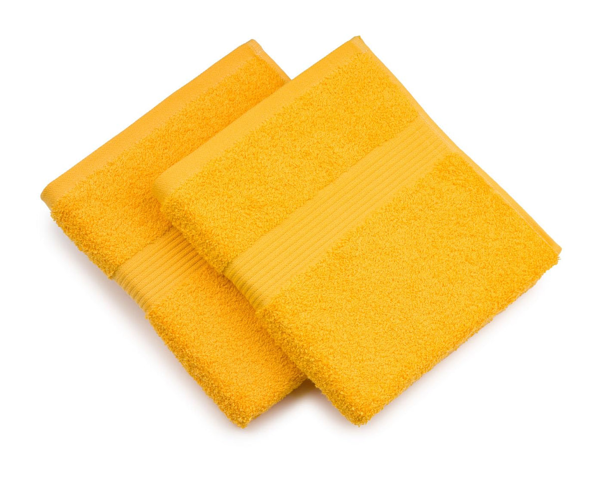 G?zze - Set of 2 New York Hand Towels, Luxuriously Soft and Absorbent, 100% Cotton, 50 x 100 cm - Yellow