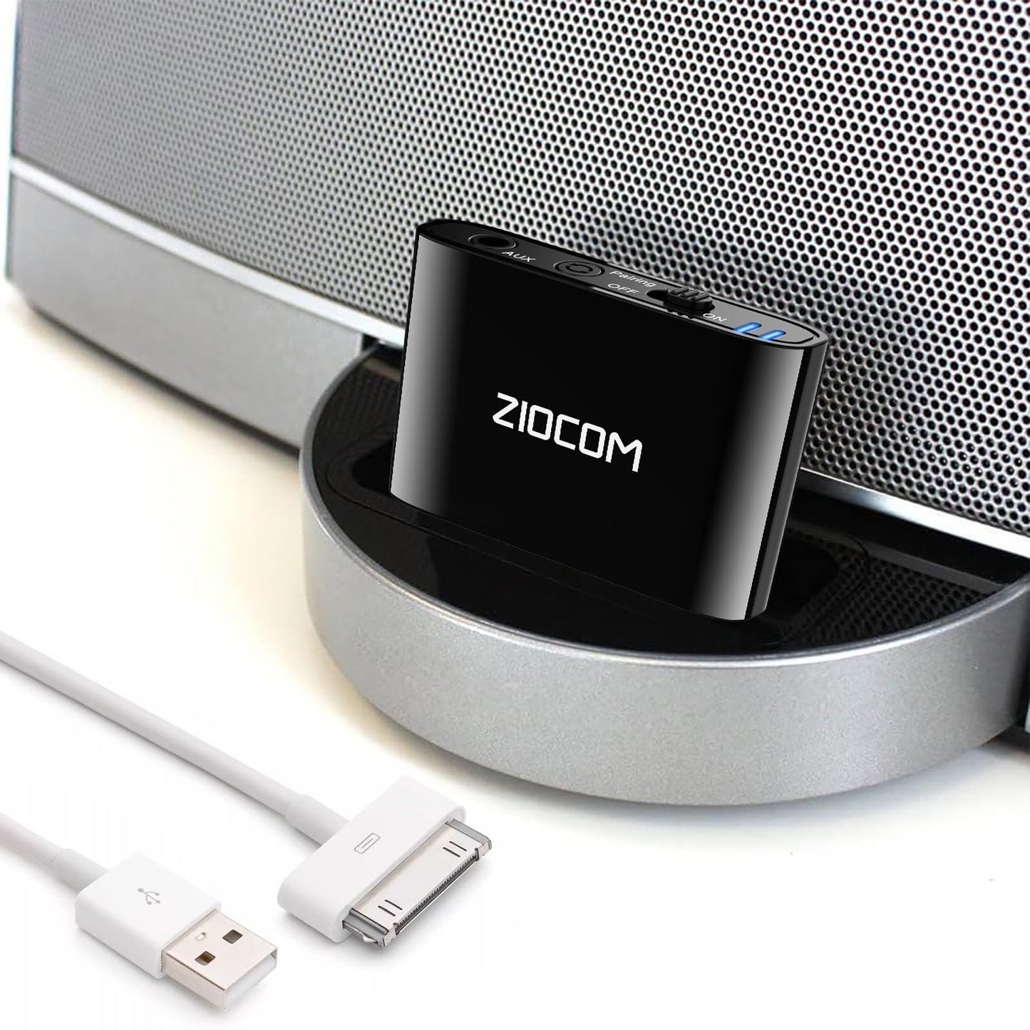 ZIOCOM 30 Pin Bluetooth Adapter Receiver for Bose iPhone iPod SoundDock and other 30 pin Dock Speakers with 3.5mm Aux Cable(Not for car/motorcycle)