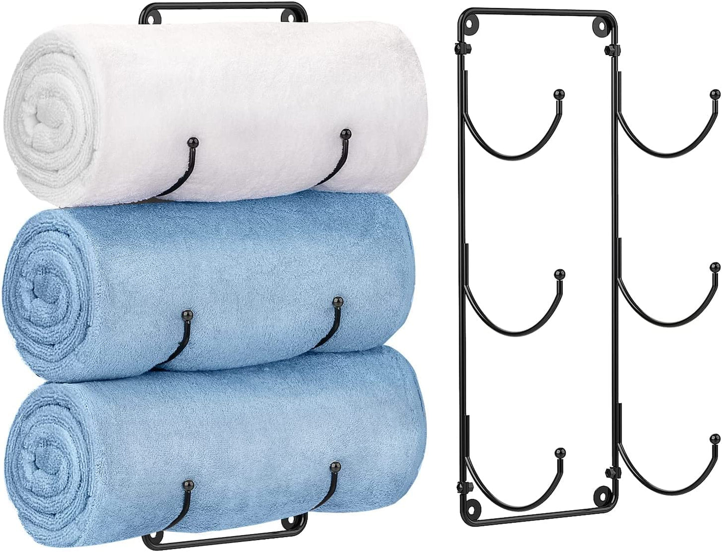 Towel Rack for Bathroom, Wall Mounted Towel Storage, Bath Hanging Towel Holder, Metal Wine Rack Towel Rail for Shower Towels Hand Towel, Set of 2