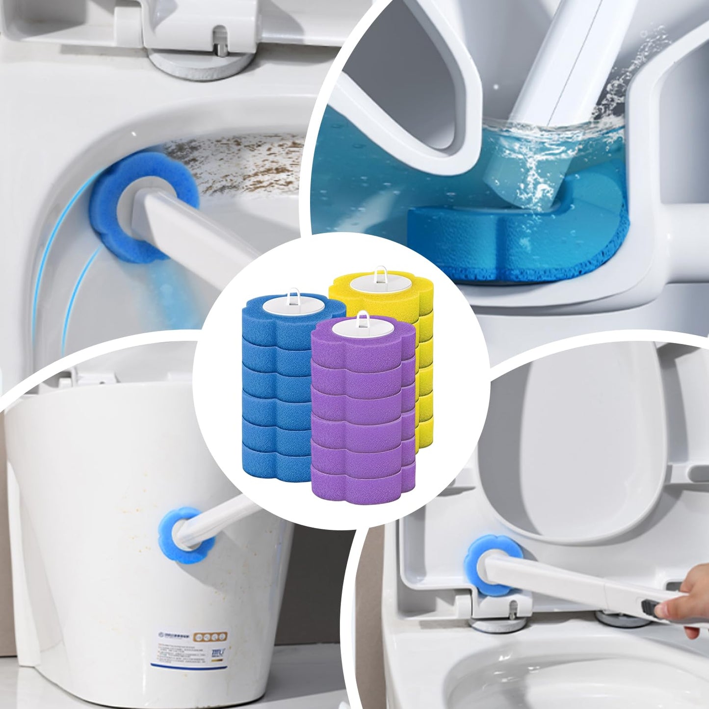 Disposable Toilet Brush Refills with 3 Fresh Scents, Hygienic Cleaning Pads for Bowl Buddy & Compatible Handles, 18-Pack (No Handle Included)