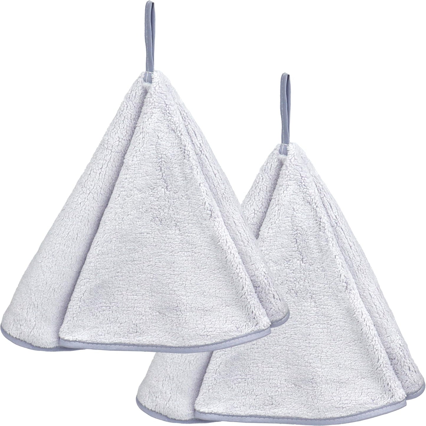 Roellgs 2-Piece Hand Towels Set with Loops, Fast Drying Hand Towels for Bathroom, Round Microfibre Hand Towel with Lanyard Design (light purple)