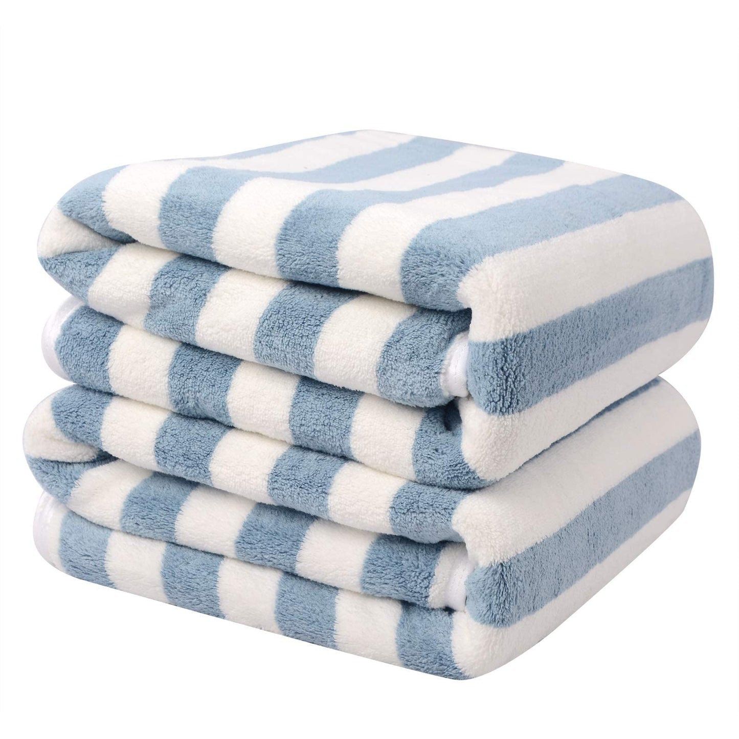 VIVOTE Microfibre Bath Towel (80 x 152 CM), Soft and Fluffy Beach Towel, Highly Absorbent & Quick Drying Bath Sheet, Striped Bath Towels, Bicolor
